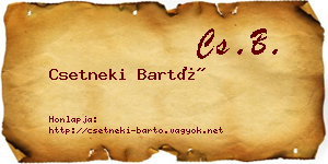 Csetneki Bartó névjegykártya